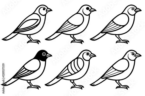 Wallpaper Mural Elegant Finch Line Art Vector Collection Torontodigital.ca
