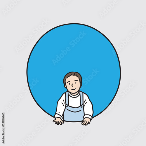 It's an illustration of a boy playing with a bright smile. It's a vector element drawn by hand.