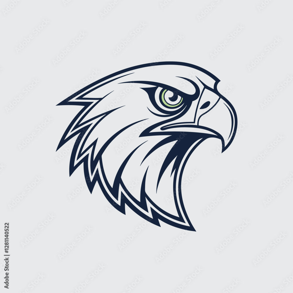 Obraz premium Fierce Eagle Head Vector Logo – Bold and Powerful Design 
