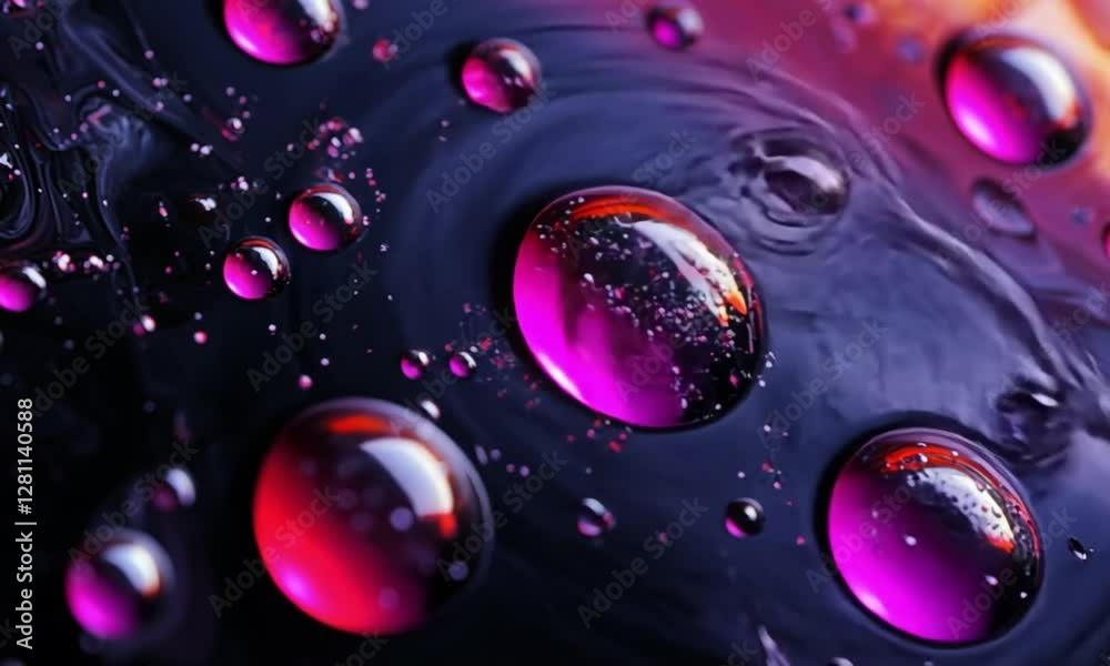 purple water drops on black background