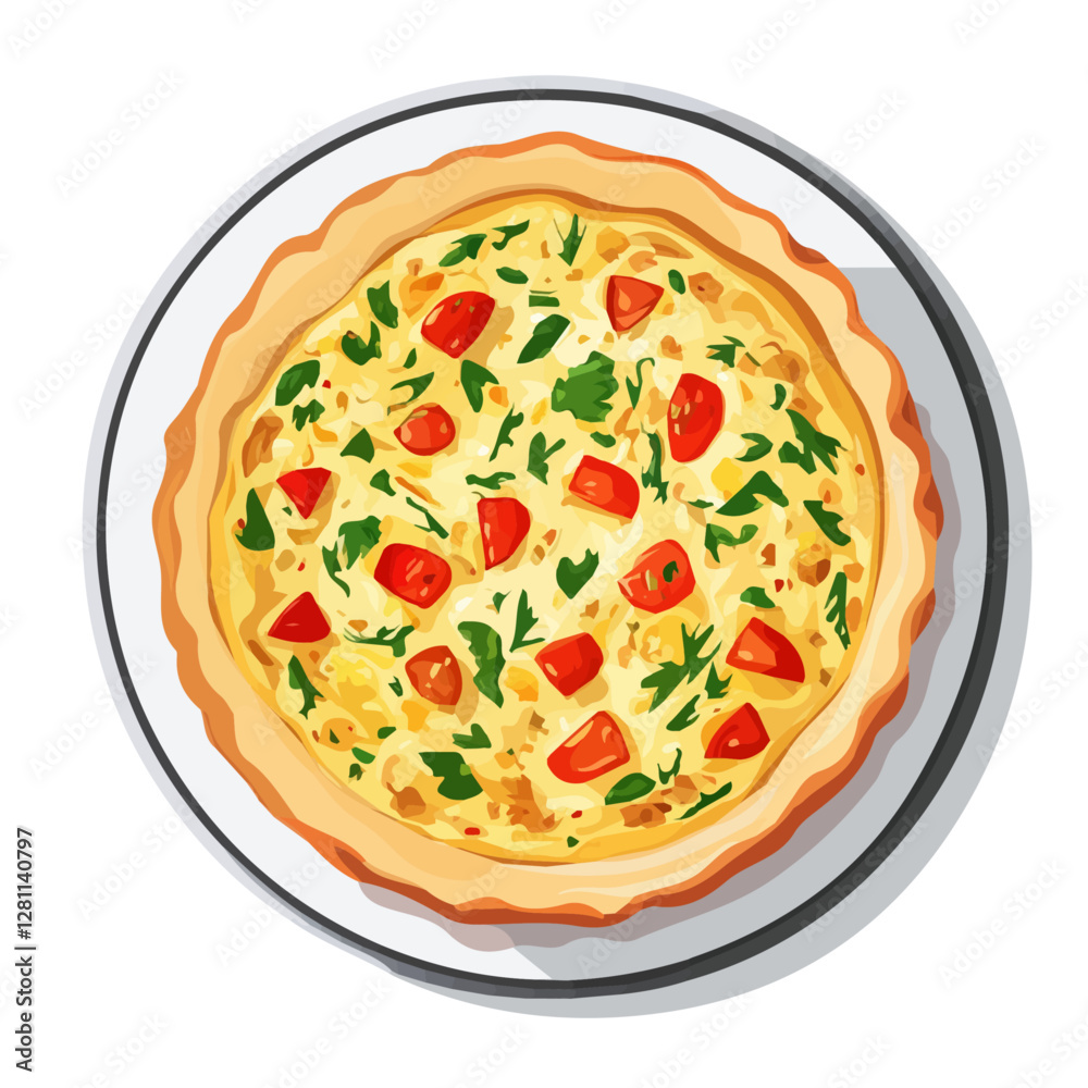 Flat vector quiche, minimalist design, isolated on a white background.
Flat vector quiche, minimalist design, isolated on a white background.