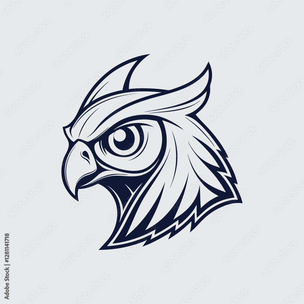 Obraz premium Fierce Eagle Head Vector Logo – Bold and Powerful Design 