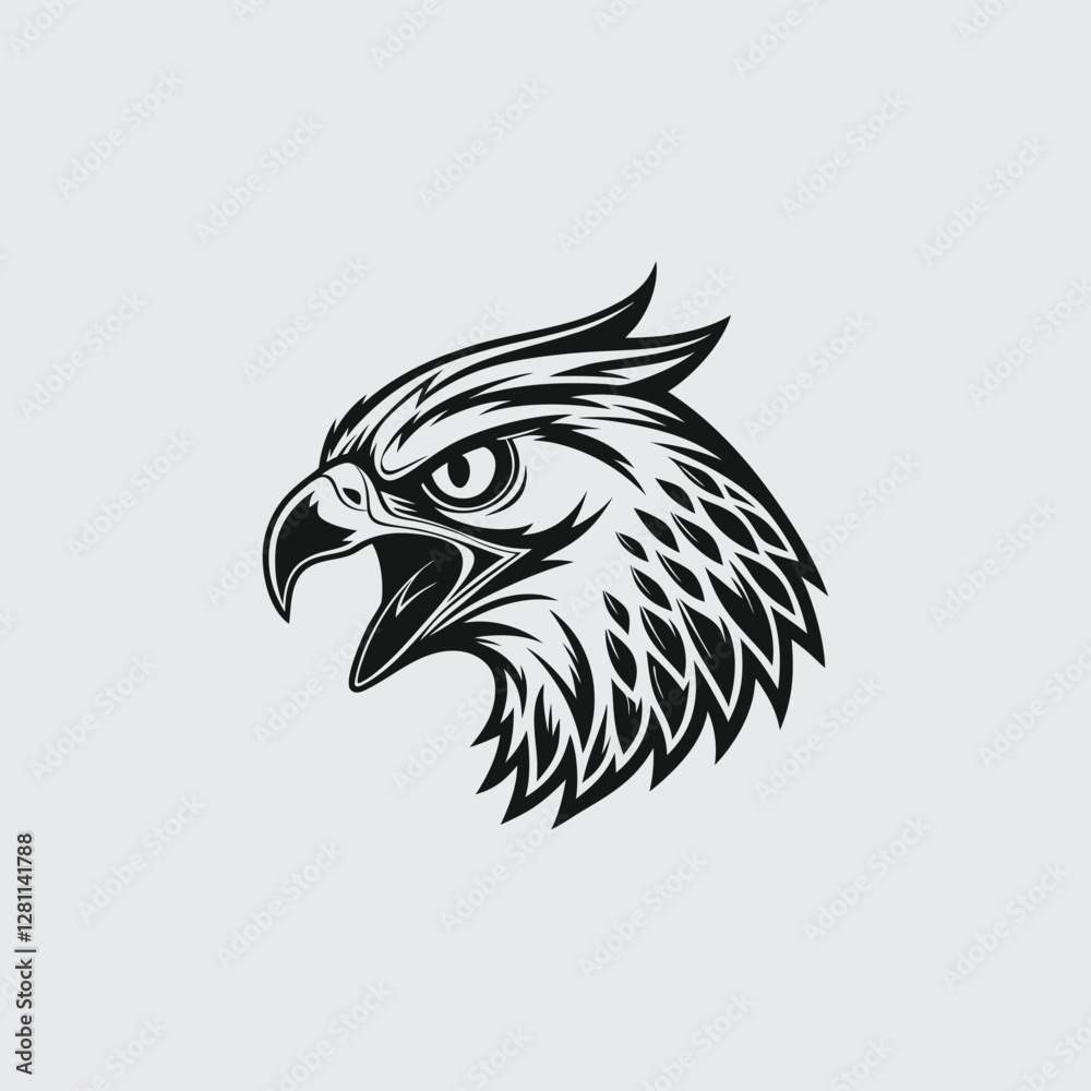 Obraz premium Fierce Eagle Head Vector Logo – Bold and Powerful Design 