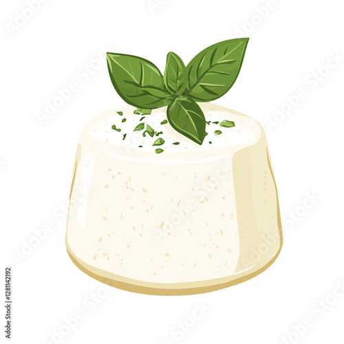Flat vector ricotta, minimalist design, isolated on a white background.

