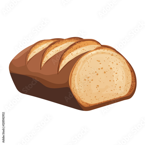 Flat vector rye bread, minimalist design, isolated on a white background.

