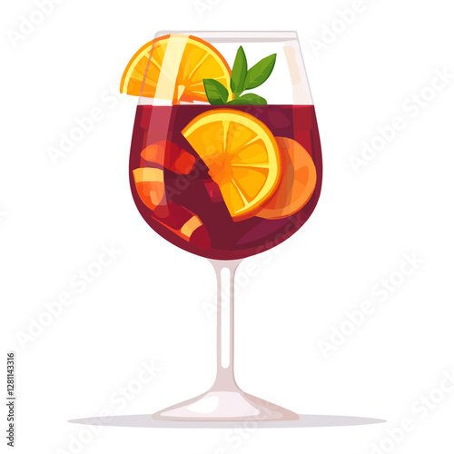 Flat vector sangria, minimalist design, isolated on a white background.

