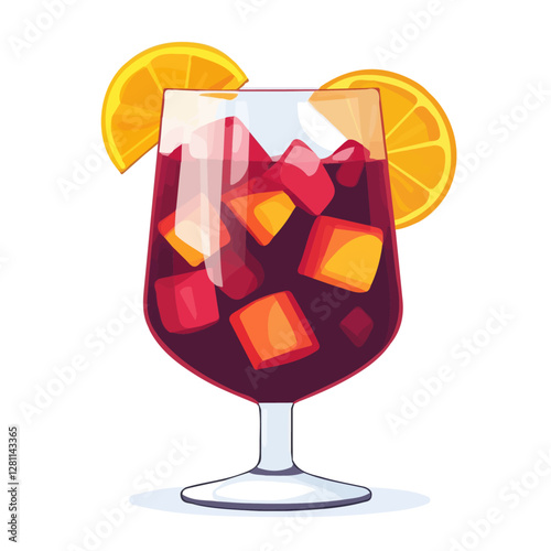 Flat vector sangria, minimalist design, isolated on a white background.

