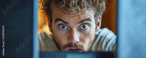 Young Man Stealing Computer Monitor, Generative AI