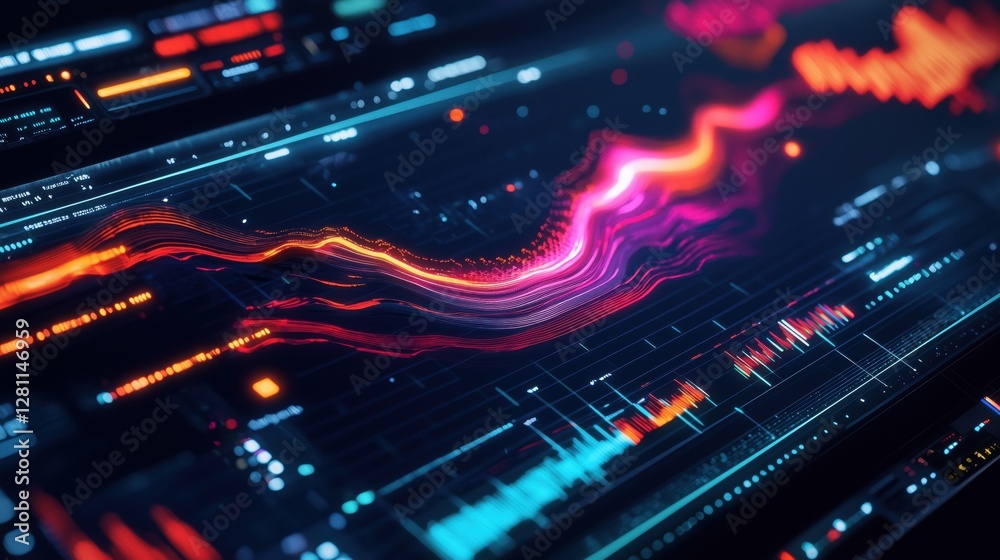 Fototapeta premium Futuristic Digital Composer Interface with Holographic Visualization