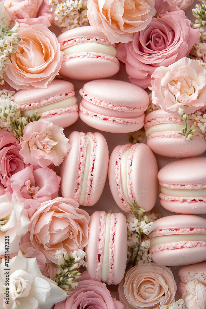 Blush Macaron Delight
An elegant arrangement of delicate pink and ivory macarons nestled among soft pastel flowers, including roses, peonies, and baby’s breath. Blush Macaron Delight
An elegant arrangement of delicate pink and ivory macarons nestled among soft pastel flowers, including roses, peonies, and baby’s breath.