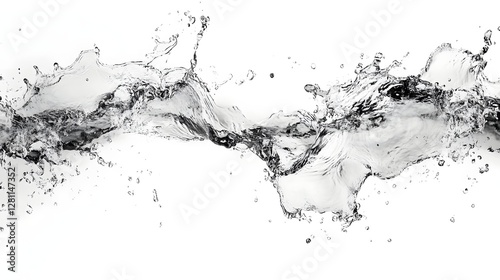 Abstract background with dramatic flowing water splash transparent droplets and chaotic movement  Fluid dynamics hydrology and nature concept
