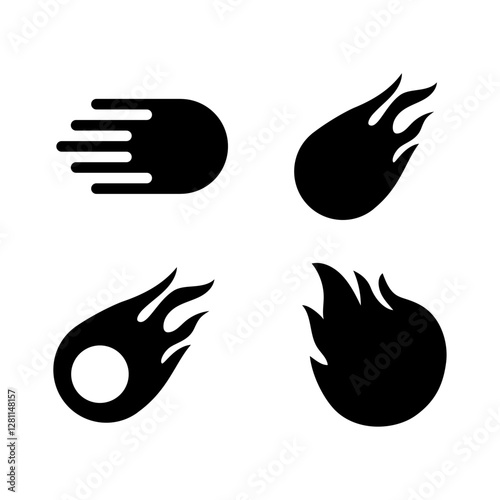 Set of Meteor logo template design isolated on white background.