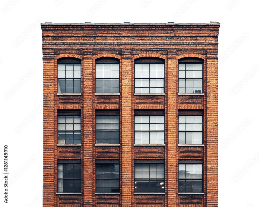 Obraz premium Brick building facade, white isolate background