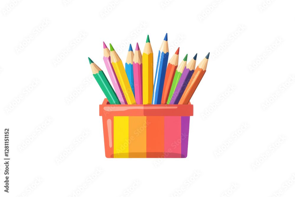Fototapeta premium Colorful pencils in a decorative pot