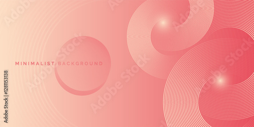 Abstract minimalist banner background, pastel colorful, cherry crush and peach cream gradient. Circle effect style art
