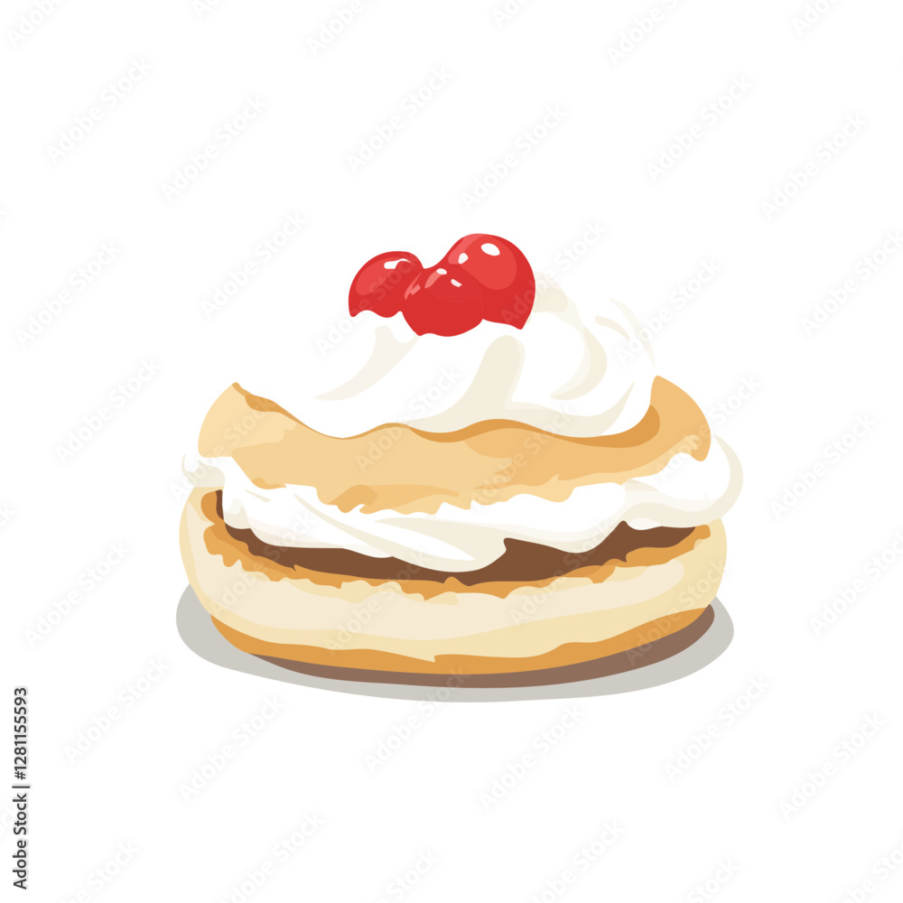 Flat vector semla, minimalist design, isolated on a white background.
Flat vector semla, minimalist design, isolated on a white background.