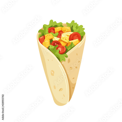 Flat vector shawarma, minimalist design, isolated on a white background.

