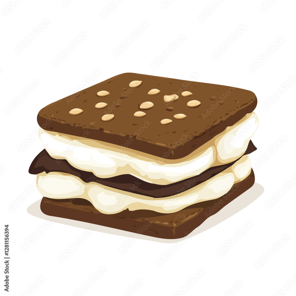 Flat vector s'mores, minimalist design, isolated on a white background.
Flat vector s'mores, minimalist design, isolated on a white background.