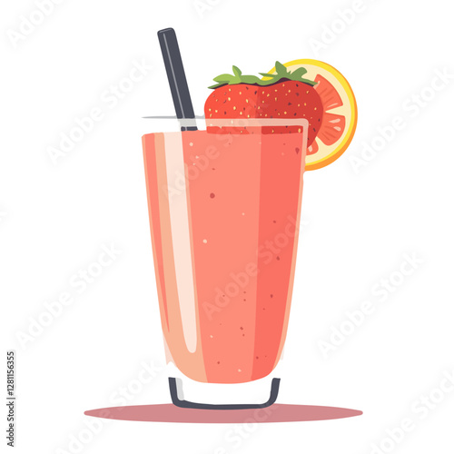 Flat vector smoothie, minimalist design, isolated on a white background.

