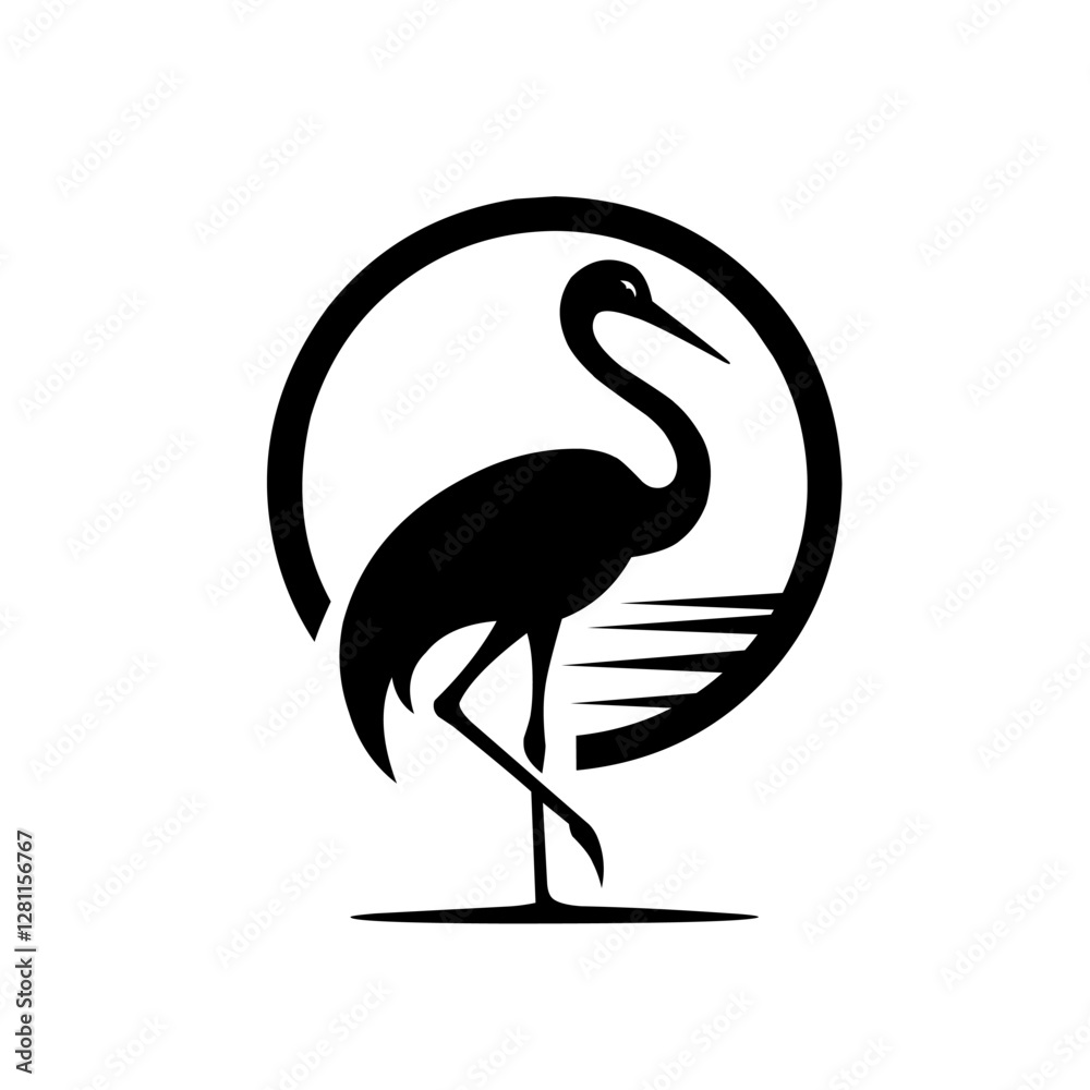 Fototapeta premium Elegant crane silhouette logo