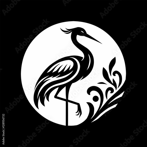 Elegant crane silhouette logo
