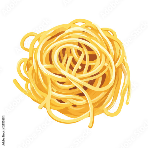 Flat vector spaghetti, minimalist design, isolated on a white background.

