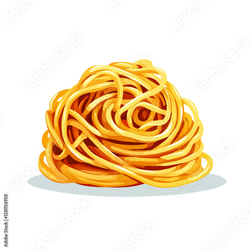 Flat vector spaghetti, minimalist design, isolated on a white background.

