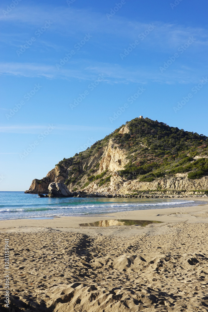 The panorama of Finestrat beach in Benidorm, Spain The panorama of Finestrat beach in Benidorm, Spain