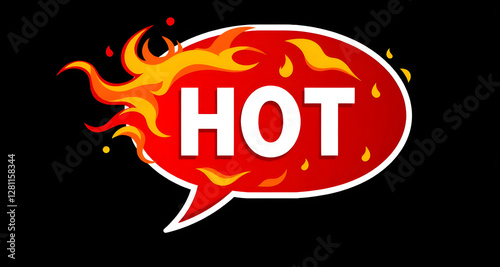 Hot Word Bubble with Flames
