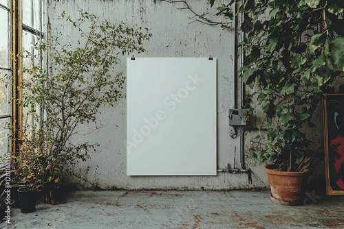 Two paper posters with blank space are depicted isolated on a gray background