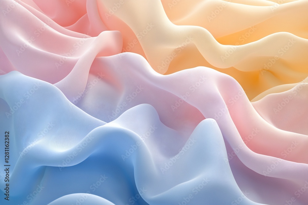 Obraz premium Pastel fabric waves, flowing silk texture background.