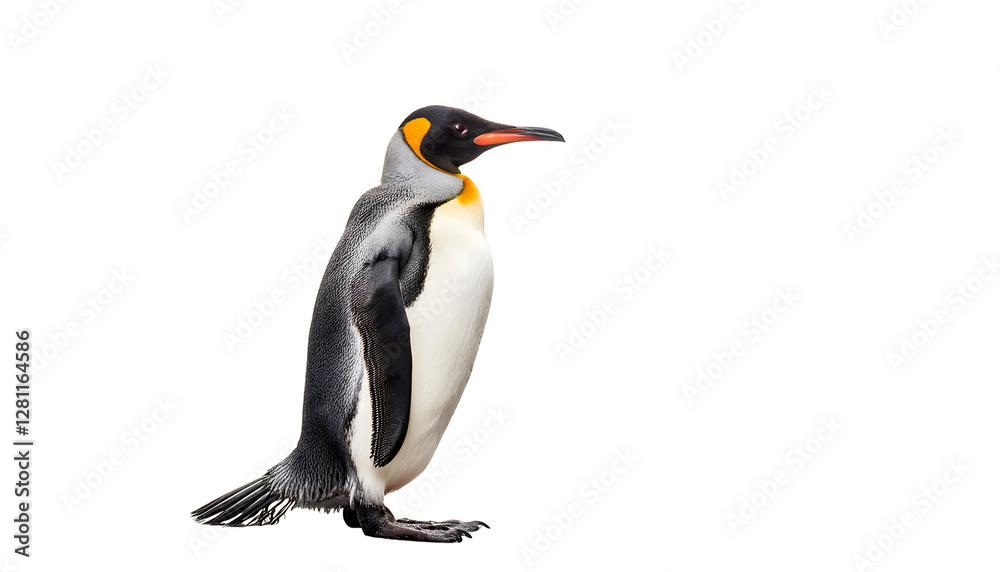 Obraz premium Full-body portrait of a penguin standing, on transparent background, PNG file