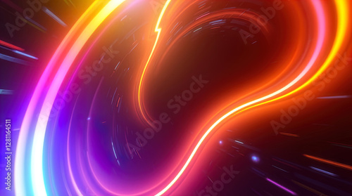 Obraz na płótnie abstract astral corridor-portal with bright neon light effects, spirals of light w salonie