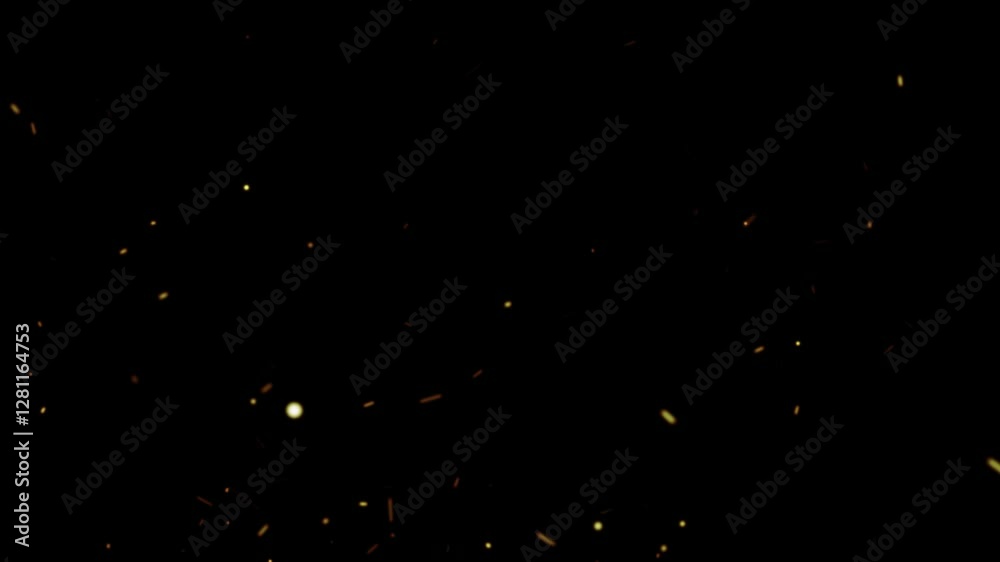 Animation of sparks from fire on a transparent background. Alpha channel.