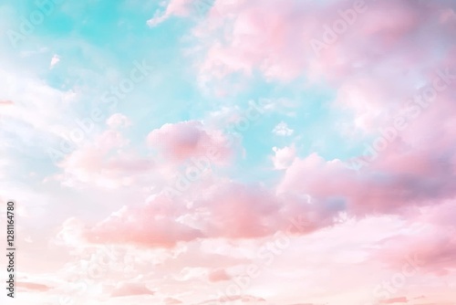 A peaceful heaven is formed when the soft blue sky merges with sunset light