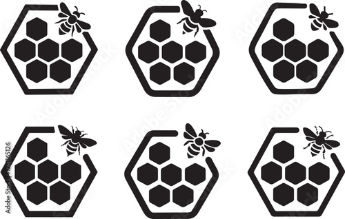 Bee and Honeycomb Vector Icons