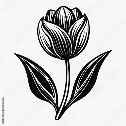 Pink tulip flower vector illustration with floral design and nature-inspired pattern