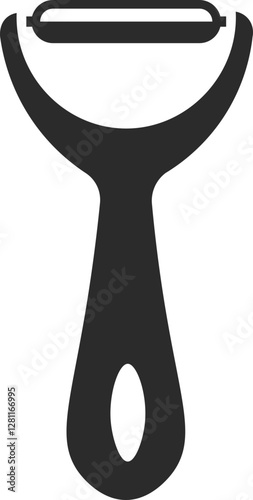 classic kitchen potatoes peeler icon in dark grey and clear background, editable vector illustration
