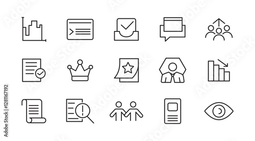 Headhunting line icon set. Career, resume, interview, candidate, analysis, email, diploma, leadership, briefcase, video calls, agendas line icon set. UI thin line icon pack.