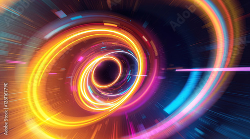 Obraz na płótnie abstract astral corridor-portal with bright neon light effects, spirals of light w salonie