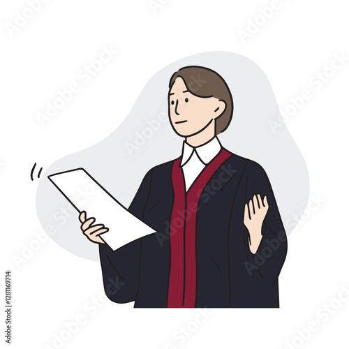 This is an illustration of a Korean judge, a female judge wearing a prosecutor's uniform.