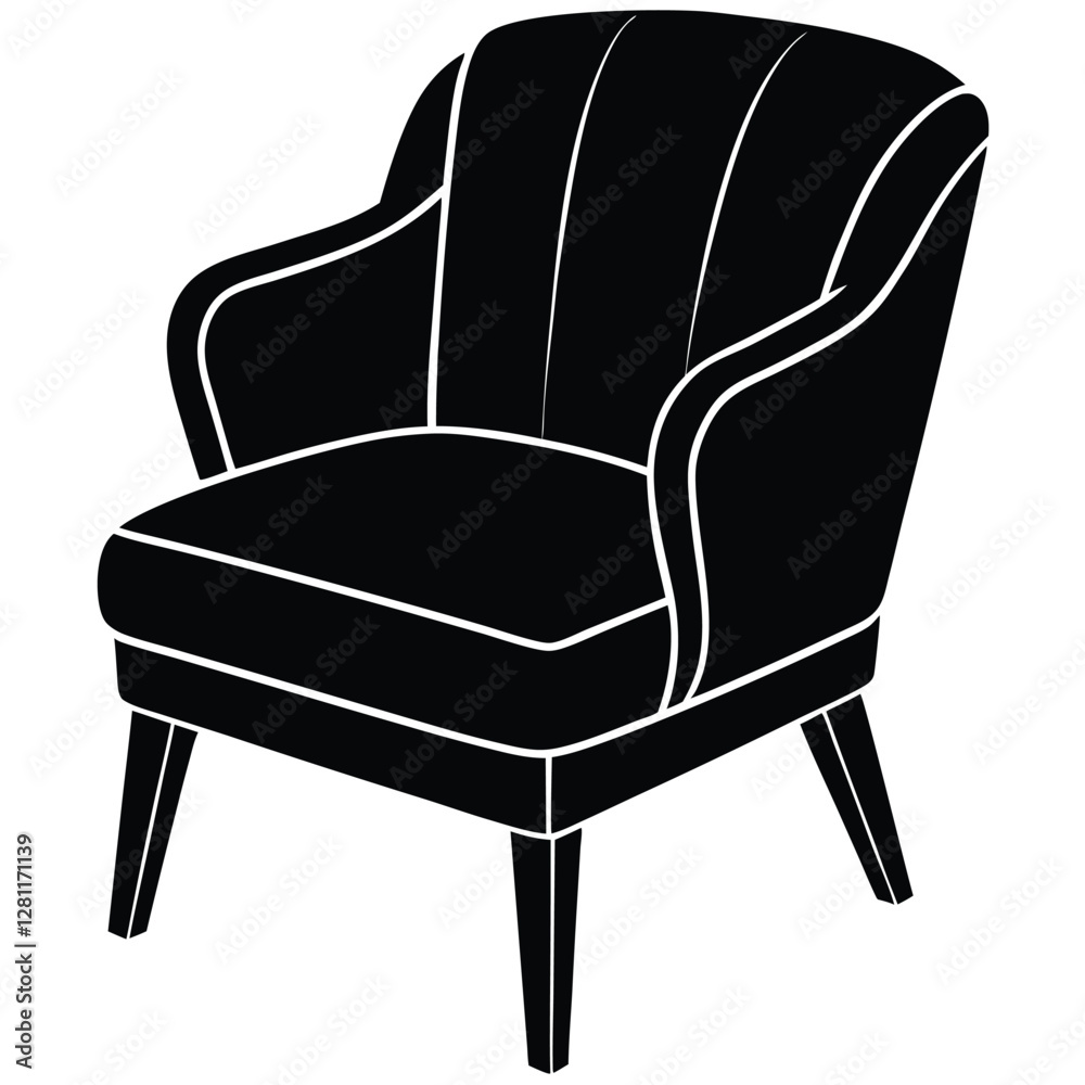 Easy chair silhouette icon isolated on white Easy chair silhouette icon isolated on white