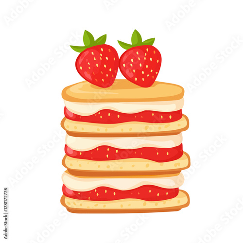 Wallpaper Mural Flat vector strawberry shortcake, minimalist design, isolated on a white background.

 Torontodigital.ca