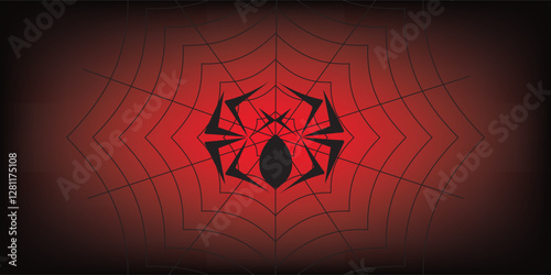 Spider web. Cobweb on Red background. Vector illustration