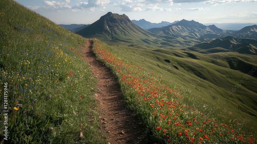 Fototapeta premium Wildflower Meadow Trail Mountain Vista