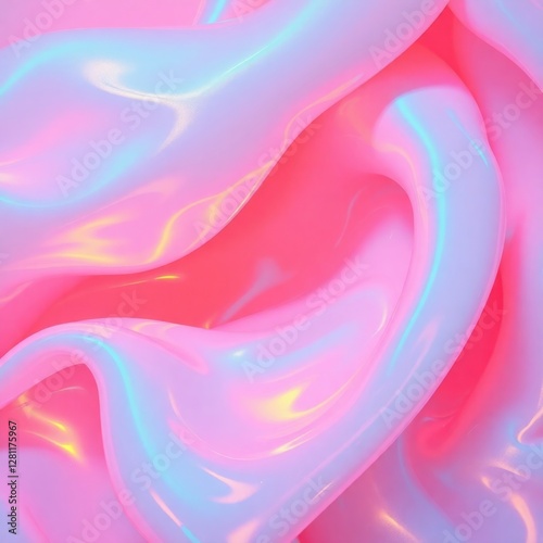 Soft pink cream with iridescent sheen swirls in a delicate pattern, showcasing vibrant colors and smooth texture