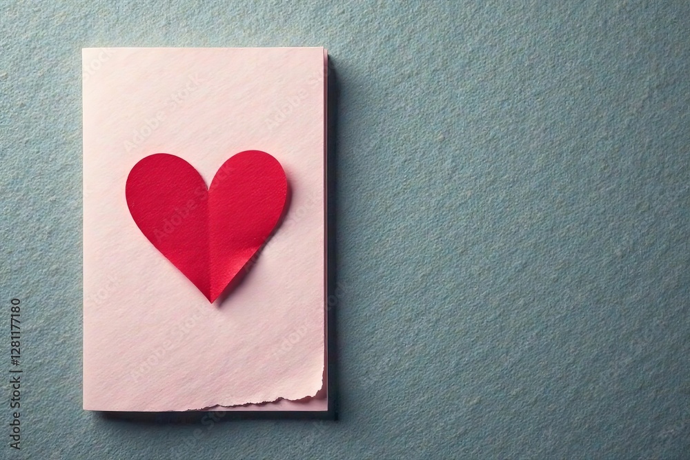 A stylish minimalist valentines card featuring a simple heart design on a textured paper background, love, holiday A stylish minimalist valentines card featuring a simple heart design on a textured paper background, love, holiday