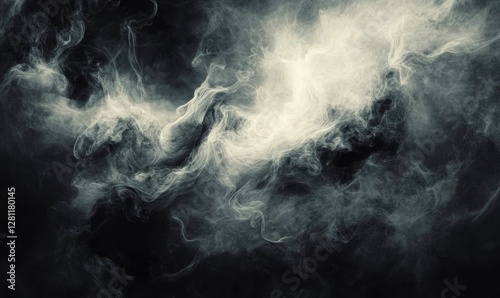 Dramatic Monochrome Swirling Smoke Clouds - Conceptual Atmospheric Abstract Background with Dark and Mysterious Aesthetic, Generative AI