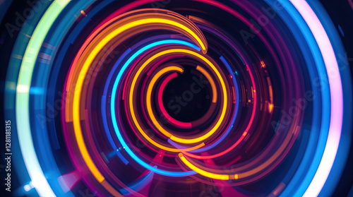 Obraz na płótnie abstract astral corridor-portal with bright neon light effects, spirals of light w salonie