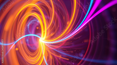 Obraz na płótnie abstract astral corridor-portal with bright neon light effects, spirals of light w salonie